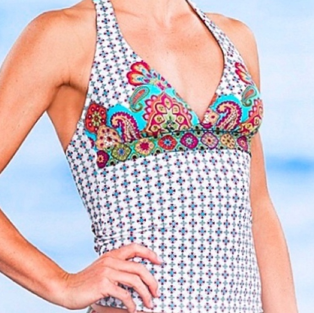 Athleta Sayulita banded halter tankini top, medium